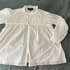 Nili Lotan - Cotton Crochet Ruffle Top